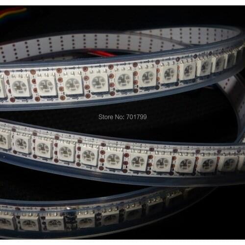 WHITE PCB 1 meter 144pcs APA-102C addressable led pixel strip,144pixels/m;waterproof in silicon tube