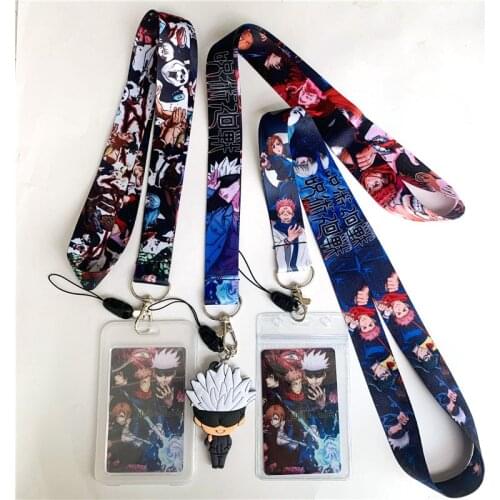Cartoon Gojo Satoru Key Lanyard ID Badge Holder Phone Neck Strap with Anime Key Chain Keychain Charms Accessories Gifts