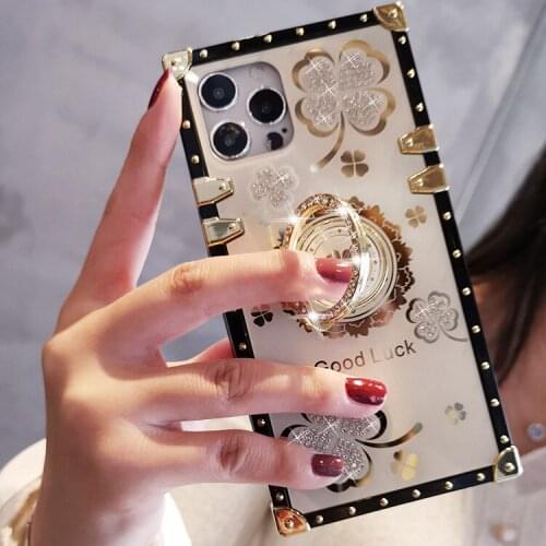 Phone cases Luxury Flower Printing Square TPU PC Phone Case Cover for Women fori Phone 12 11 Pro Max HUAI nova7 redminote10