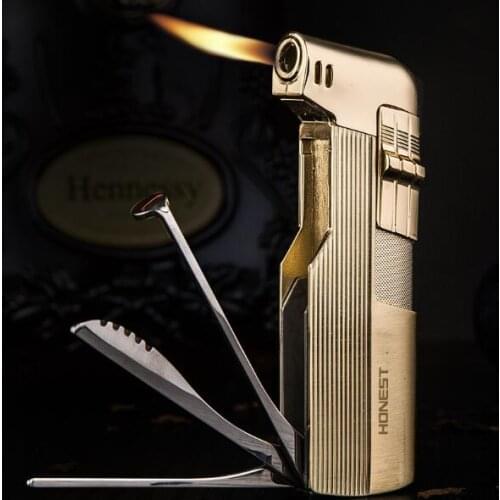 Honest multifunctional pipe lighter old style retro inflatable pressure bar scraper with cigarette knife
