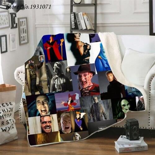 American Horror Movie 3D Printed Fleece Blanket for Beds Thick Quilt Fashion Bedspread Sherpa Throw Blanket Adults Kids 07