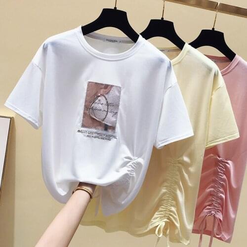 T Shirt Woman White Tshirt Women Clothes Cotton Summer Short Sleeve Plus Big Size Pink T-Shirt Female Vetement Femme 2020