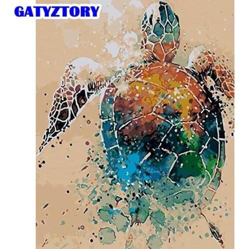GATYZTORY 60x75cm Frame DIY Painting By Numbers Sea Turtle Animals Picture By Number Modern Home Decoration DIY Gift Wall Art