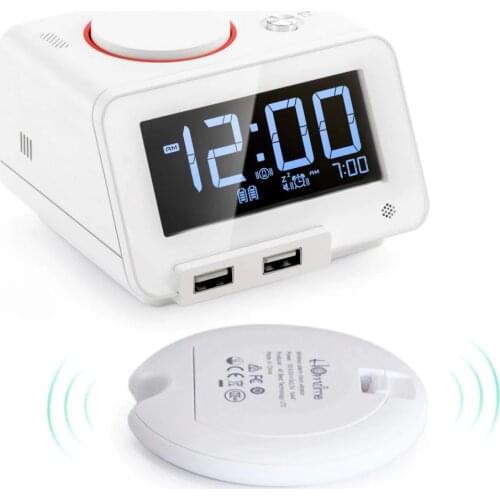 Homtime bass speaker Bed Shaker alarm for Heavy Sleepers 2 USB Charging Ports vibration speaker table vibrating clock
