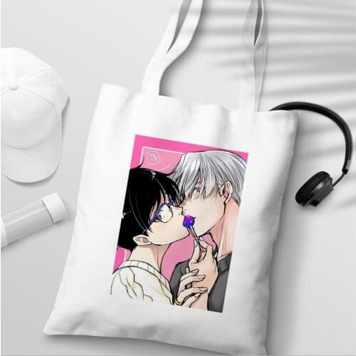 Kawaii Shopping Bag Women Elegant Canvas Bag Yuri on Ice Bl Yaoi Tote Bag Anime Manga Shopper Handbags Shoulder Bags Handbag