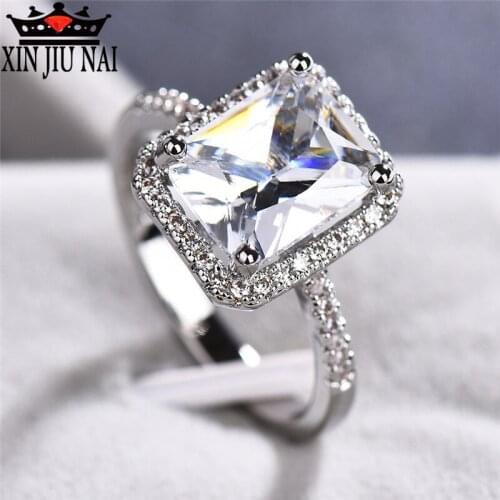 Classic wedding CZ Cut Large CT White Zircon Love Commitment Ring Leisure/Party Jewelry Fashion Gift temperament woman ring