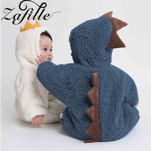 ZAFILLE Baby Boy Winter Clothes Warm Plus Velvet Animal Hooded Baby Jumpsuit Overalls Newborn Baby Clothes Bear Baby Girl Romper