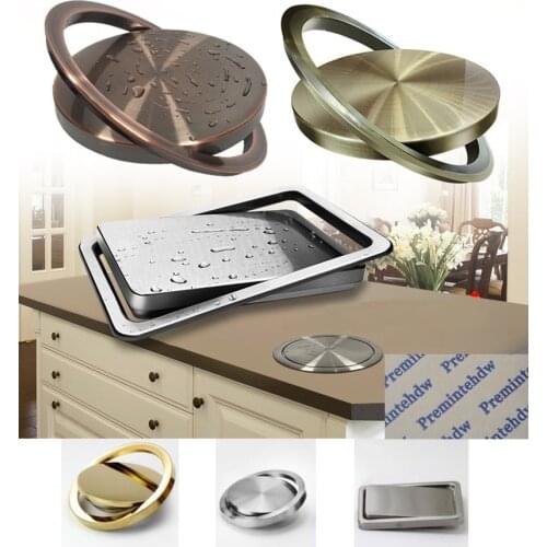 Stainless Steel Flush Recessed Built-in Balance Swing Flap Lid Cover Trash Bin Garbage Can Kitchen Counter Top