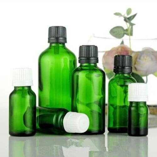 5 10 15 20ml Small Green Glass Bottles Vials With green Glass Essential Oil Bottle white black cap F20171791