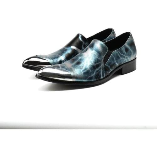 Fashion Mens Boat Shoes Green Pointed Toe Slip On Lighting Pattern Metal Charm Casual Flat Shoes