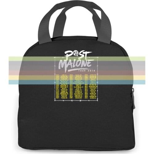 NEW POST MALONE TOUR DATES BLACK Unisex women men Portable insulated lunch bag adult