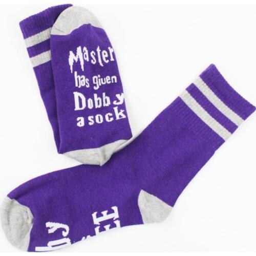 Women Men Novelty Knitted Crew Socks Funny Saying Words Master Has Given Dobby A Sock Dobby Is Free Letters Hosiery Gift
