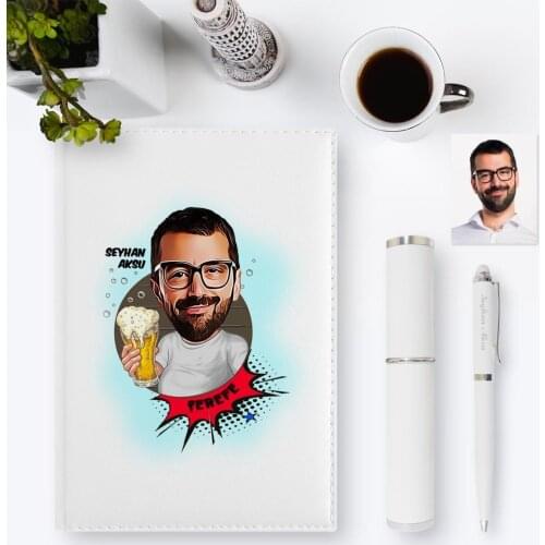 Personalized Cheers Cartoon 2020 Leather Organizer & Pen Gift Set-1