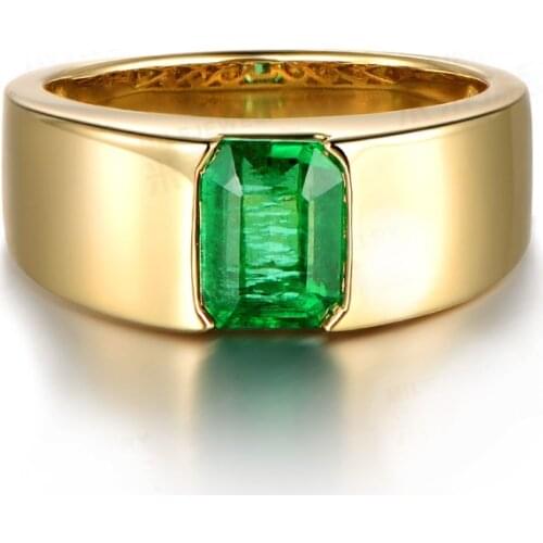 Genuine 18K Gold grandmother emerald couple ring processing custom wedding ring party birthday jewelry gift