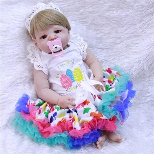55cm Full Silicone Body Reborn Baby Doll Toy For Girl Vinyl Newborn Princess Babies Bebe Bathe Accompanying Toy Birthday Gift