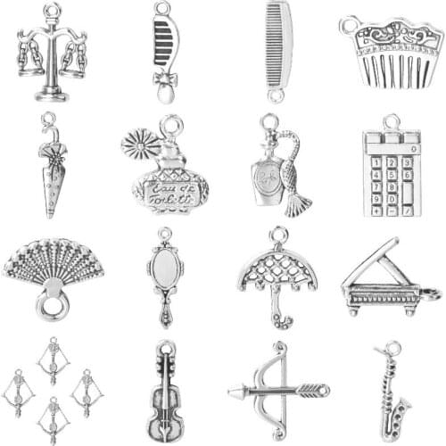 10Pcs Cute Mix Perfume Comb Mirror Charms Computer Piano Violin Pendant Making Women Gril Make Up Party Gift Jewelry Making