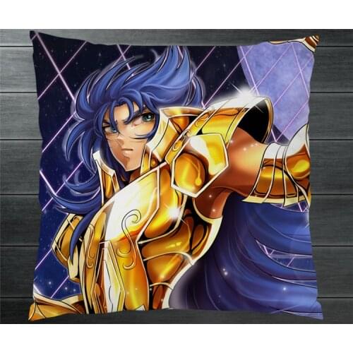 Saint Seiya Fanart Gold Zodiac Gemini Saga 40*40cm Two Side Pillowcase Pillow Case Cover Cosplay Gift BED/SOFA/CAR Decor