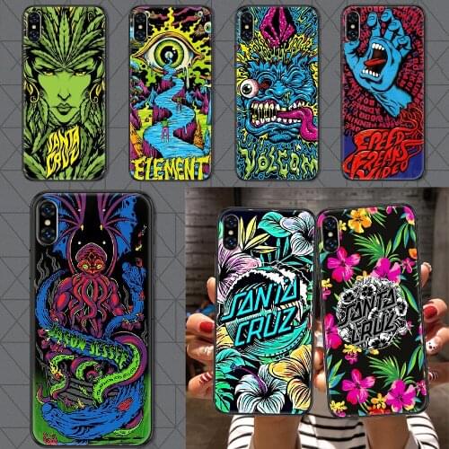 Santa Cruz Skateboards Phone Case Cover Hull For iphone 5 5s se 2 6 6s 7 8 12 mini plus X XS XR 11 PRO MAX black fashion funda