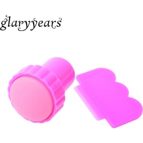 1 Set Nail Art Template Stamper with Scraper Soft Jelly Marshmallow Bouncy Stamper Head Nail Stamping Polish Image Transfer Tool
