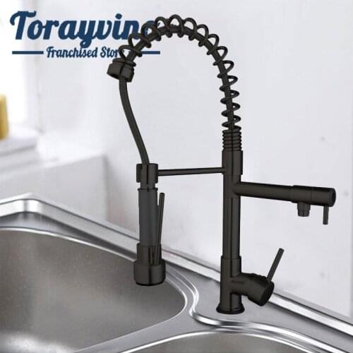 Kitchen Black sink Faucet torneira Brass deck mount High Quality Kitchen Mixer Tap Sink Hot & Cold With Two Function sink taps