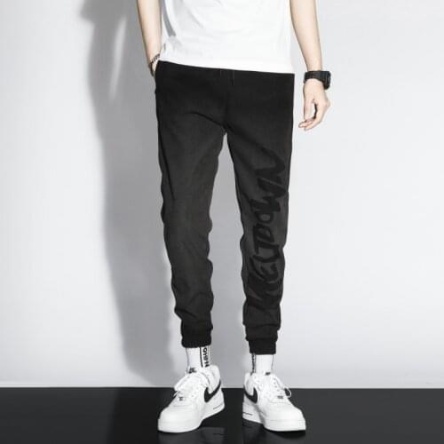 2021 Spring Autumn Korean 9-Point Pants MenS Simple Overalls Youth Loose Leggings Student Handsome Trend Sports Trousers Boy