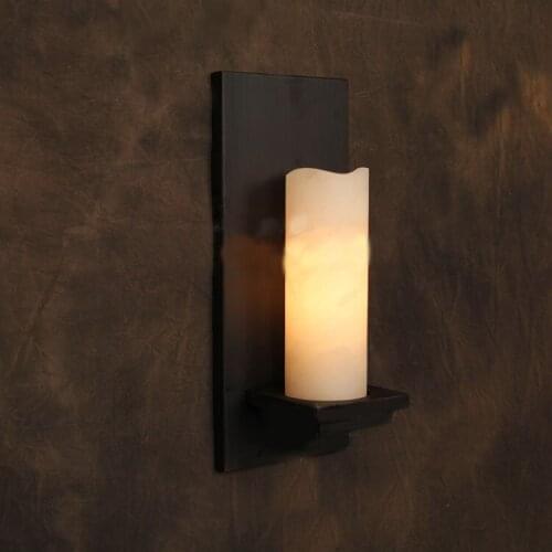 Vintage Sconce Lodge Retro Iron Wall Lamps artificial marble Candle lampshade wall Light Cafe Bar Industrial Lighting Fixtures