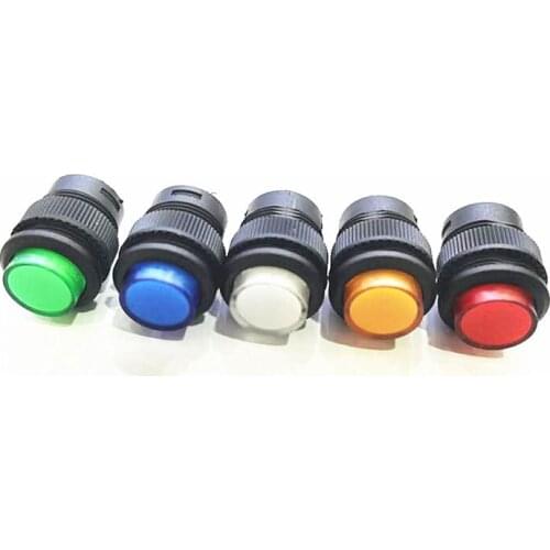 20PCS HOT NEW Micro power switch LED light automatic reset circular button universal key switch 16mm 3A 250V 4PIN R16-503BD