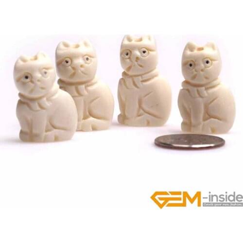 14x23mm Big Large Carved Bone Animal Cat Beads Loose Bead For Jewelry Making Bulk 4 PCS Wholesale