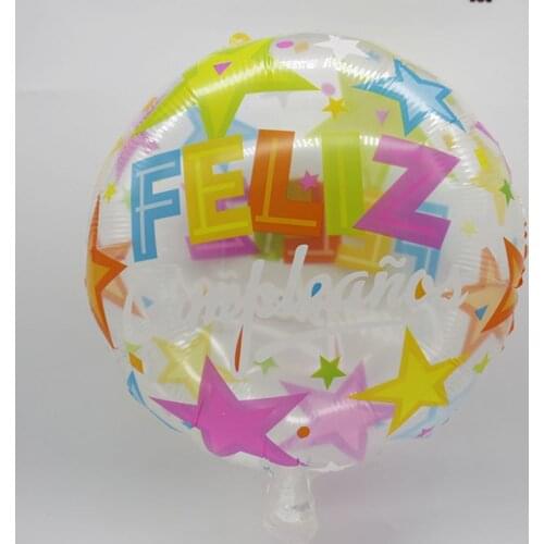 5pcs 18inch Transparent Feliz Cumpleanos Spanish Happy Birthday Balloons Birthday Party Decor Clear Air Helium Foil Balloon