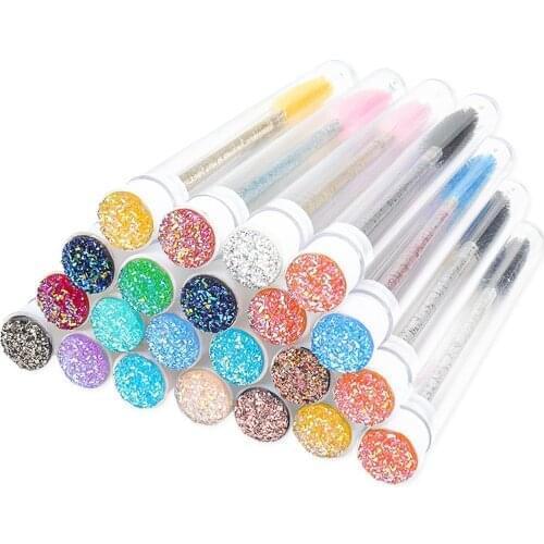 Diamond eyebrow brush tube disposable eyelash brush Reusable Crystal Eyelash brush replaceable dust-proof Sparkling Bling Makeup