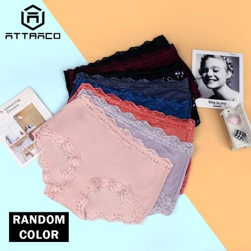 ATTRACO Women Underwear Panties Lace Edge Boyshort Sexy Lingerie Solid Soft Comfort Briefs Hipster 1 Piece трусики женские