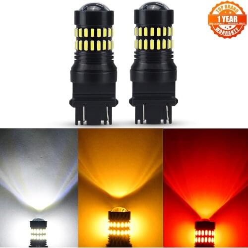 AUXITO 2x T20 7443 W21/5W Car Led Light Bulb Canbus T25 3157 1156 BA15S P21W Led Auto Reversing Lamp For Car 12V White Yellow
