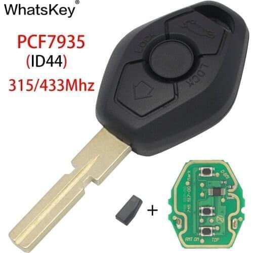 WhatsKey Car Remote Key Keyless Entry EWS System For BMW E46 E38 E39 E90 X5 Z3 Z4 1/3/5/7 Series 315/433MHz ID44 Chip HU58 blade
