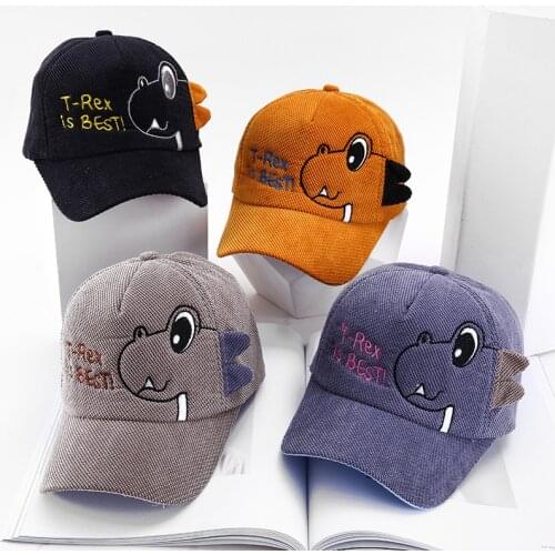 Lovely New Baby Hat Baseball Cap Corduroy Cartoon Embroidery Dinosaur Baby Girl Boy Hat Adjustable Children Cap Toddler Bonnet