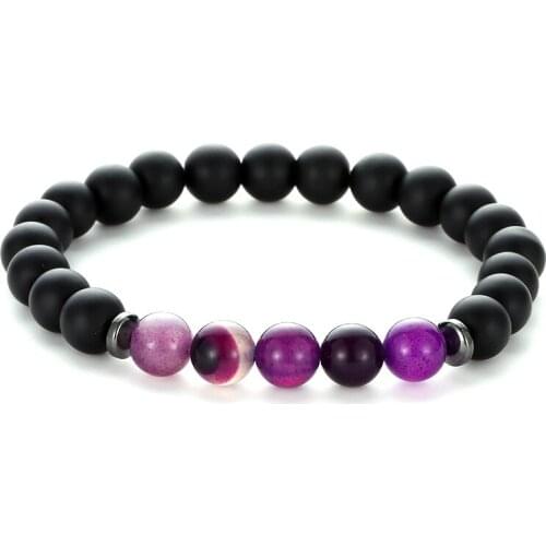 11 Style 5 Striped Onyx Matted Black Stone Beads Bracelet Men Women Natural Stone Balance Yoga Pulseira Buddha Jewelry