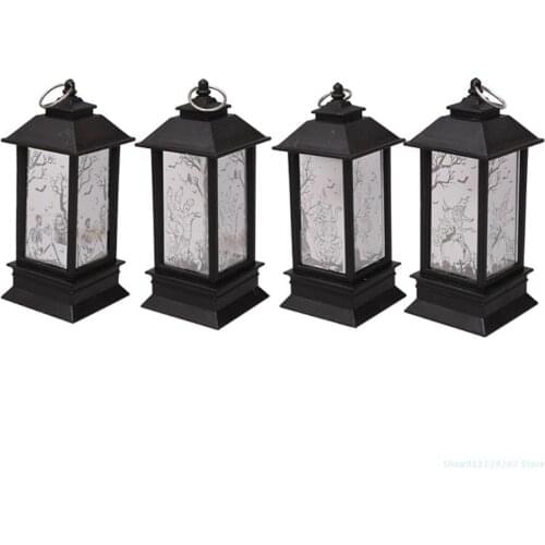 C5AD Halloween LED Lantern Wind Lights Pumpkin Witch Skull Electronic Candle Light Home Party Decoration Props