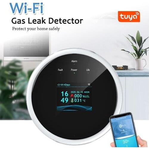 Tuya Wifi Natural Gas-Sensor Home Smart Combustible Gas-Alarm Detector Gas-Leakage Sensor with Amazon Alexa Google Assistant