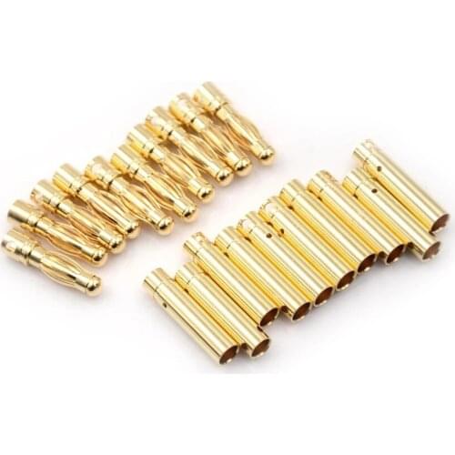 10Pair 4.0mm Battery Gold-plated Bullet Banana Plug High Quality Male Female Bullet Banana Connector for RC Model Airplane