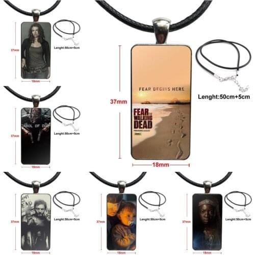 For Women Handmade Girls Movie The Walking Dead Necklace Fashion Long Chain With Rectangle Necklace Jewelry