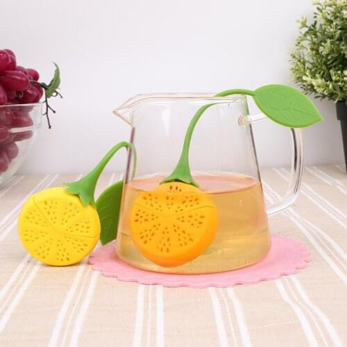 Home Mini Tea Strainer Lemon Shaped Silicone Perforated Tea Strainer Filter Infuser Orange Green Kitchen Tea Holder Hot Sales