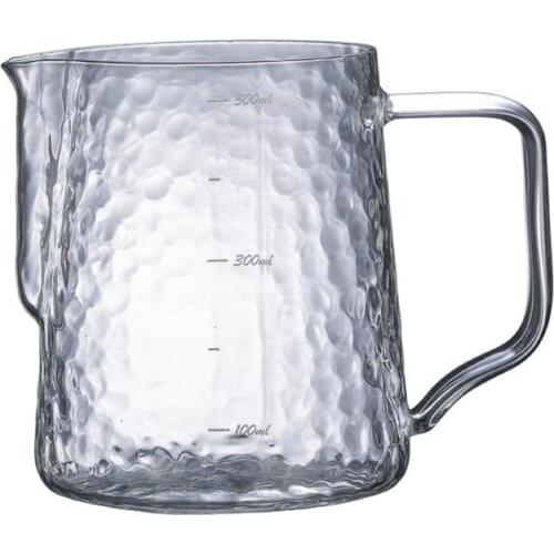 Ecocoffee Heatproof Glass V60 Barista Coffee Pitcher Espresso Milk Frothing Jug 600ml Wooden Glass Handle