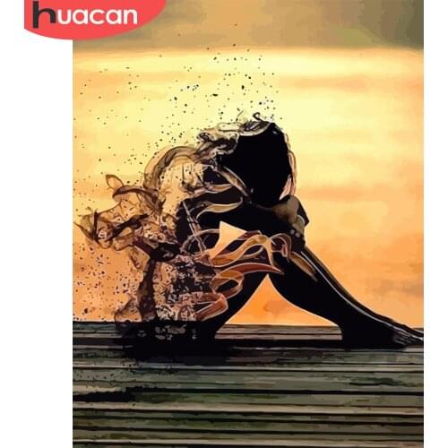 HUACAN Painting By Number Girl Drawing On Canvas HandPainted Wall Art DIY Pictures By Number Figure Home Decoration Gift Kits