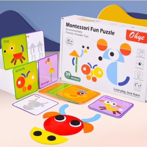 JINLETONG Montessori Animal Wooden Magnetic Puzzle Educational Toys for Children Gift Puzzles for Kids Puzzle Box