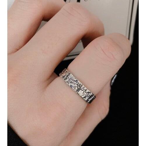 Kine 2020 New 100% 925 Sterling Silver Stackable Irregular Family Finger Rings for Women Silver Party Jewelry Gift