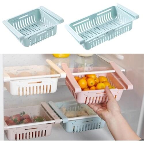 Creative Retractable Food Storage Basket Refrigerator Fresh-Keeping Drawer Storage Container Multifunctional Household Organizer