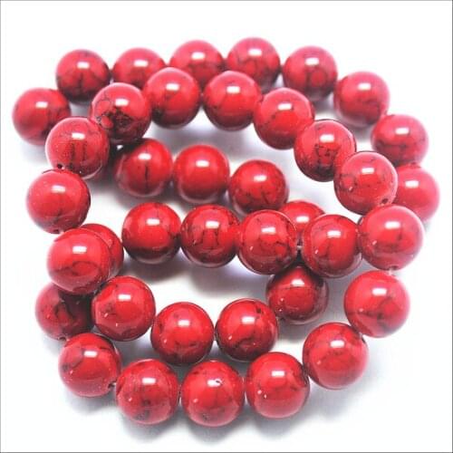 38pcs red turquoisee stone beads accessories round ball shape top fashion stone findings size 10mm top new beads choice