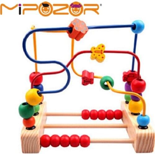 MIPOZOR Kids Child Bead Roller Coaster Maze Puzzle Toy Wooden Bead Maze wood Early Educational Toy For Baby Kids Children Toy