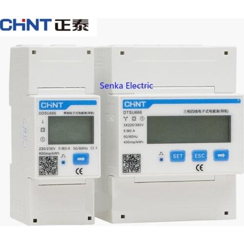 CHINT Multifunction Power Meter Programable V,A,W,KWH,VAR, RS485 Energy Meter 1 / 3 Phase 220V 380V Digital Watt-hour Meter