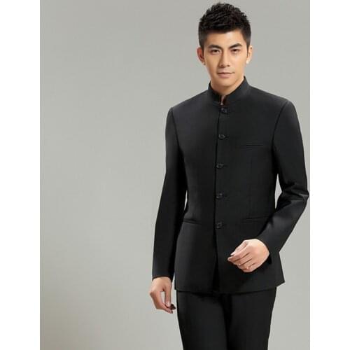 Fashion Chinese Suit Stand Collar Suits Men Chinese Tunic Suit Male Slim School Uniform School Wear Chinese Tradition Suit JC16