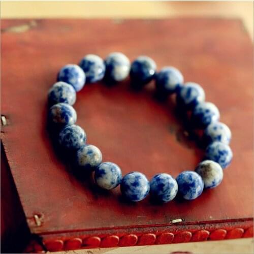 Fashion Natural Blue Stone Men Bracelets Beads Bracelets & Bangle for Women Jewelry,Good Luck Gift